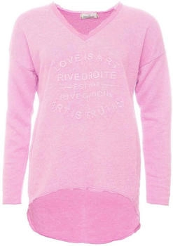 Zwillingsherz Sweatshirt ausgefranstem V-Ausschnitt im Vintage Look rosa