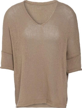 Knit Factory Jasmin Strickpullover V-Ausschnitt leinen