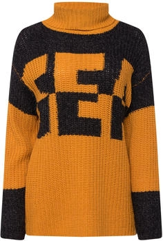 Laurasøn Damen Pullover dunkelgelb schwarz