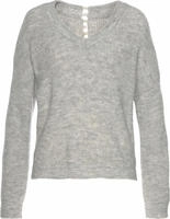 LASCANA V-Ausschnitt-Pullover mit Zierperlen im R&uuml;cken, femininer Strickpullover