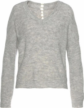 Lascana V-Ausschnitt-Pullover grau-meliert