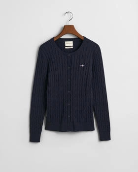 GANT Strickjacke Zopfmuster evening blue