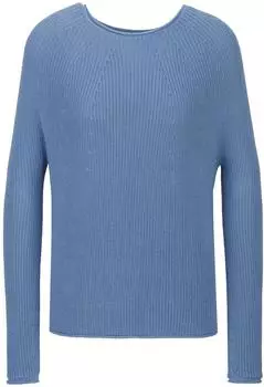 Rich & Royal Seamless Crew-neck Half Cardigan ocean blue