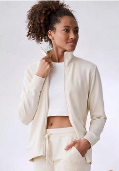 Bench Loungewear Sweatjacke bestickten Stehkragen beige