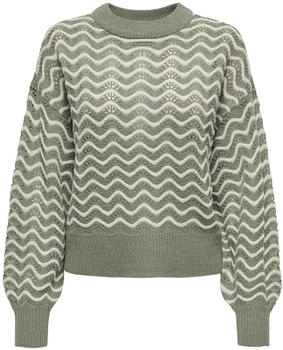 Jacqueline de Yong Rita L S Short Struc Pull Knt Noos sea spray birch zig zag