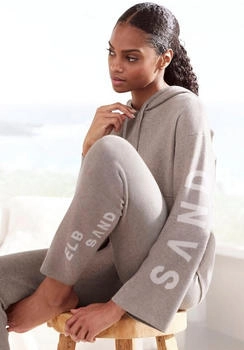 Elbsand Strickpullover eingestricktem Logo taupe