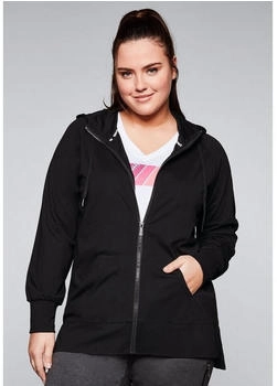 Sheego Trainingsjacke Kapuze schwarz