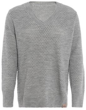 Knit Factory Strickpullover Ilse V-Ausschnitt grau