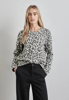 Street One Sweatshirt Leo-Muster heather grey mel