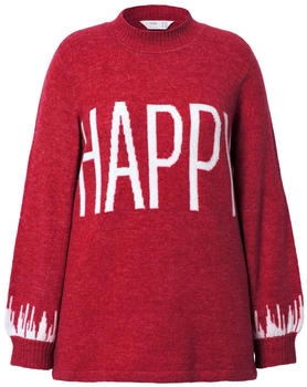 Angel of Style Rollkragenpullover HAPPY-Statement Ballon-Langarm ziegelrot