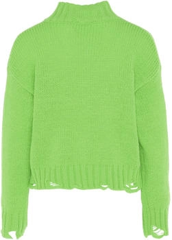 myMo Strickpullover Stehkragen und gebrochenem Kupferbesatz limette