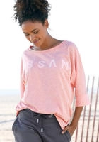 Elbsand 3/4-Arm-Shirt "Iduna" in Melange-Optik mit Logodruck vorne, Baumwoll-Mix,