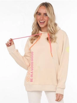 Zwillingsherz Sweatshirt doppelten Kordeln neonfarbenen Details beige
