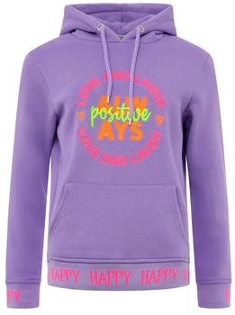 Zwillingsherz Sweatshirt 'Always positive' Kapuze und neonfarben Aufstick lila