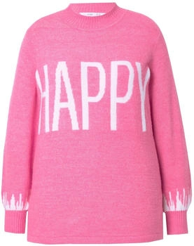 Angel of Style Rollkragenpullover HAPPY-Statement Ballon-Langarm hibiskuspink