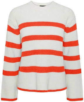 Pieces Pullover 'Sabina' neonorange weiß