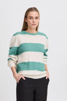 ICHI Strickpullover IHDUSTY LS STRIPE beryl green 165515