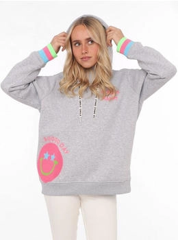 Zwillingsherz Hoodie Always Happy Smiley Frottee neon grau