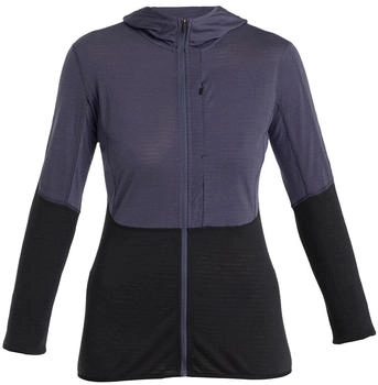 Icebreaker Women's 200 RealFleece Descender L/S Zip Hoodie (BA56YN) graphite-black-cb