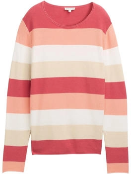Tom Tailor Strickpullover mit Rundhalsausschnitt red apricot block stripe (1042952_37227)