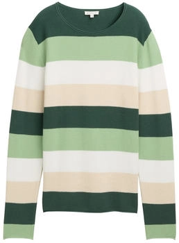 Tom Tailor Strickpullover mit Rundhalsausschnitt green beige block stripe (1042952_37226)