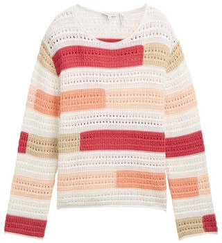 Tom Tailor Strickpullover aus Bio-Baumwolle fresh berry highlight stripe (1045486_37192)