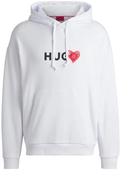 HUGO Hoodie aus Baumwoll-Terry mit Slogan und Herz-Grafiken - Style Dewgili 50530577 Weiß (hbeu50530577100)