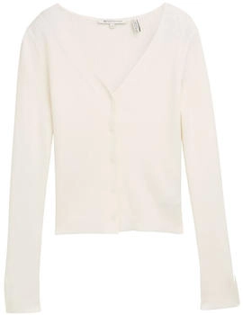 Tom Tailor Denim Ripp Cardigan mit Ärmelschlitzen off white (1045616_10332)