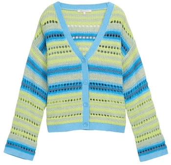 Tom Tailor Denim Relaxed Fit Cardigan mit Lochmuster mint blue multicolor stripe (1046665_37820)