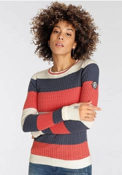 KangaROOS Rundhalspullover Blockstreifen Strickmuster blau koralle
