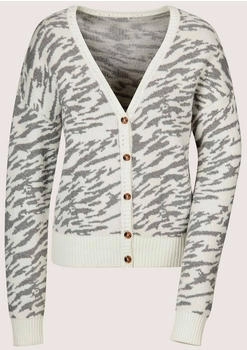 Madeleine Strickjacke Jacquard-Muster wollwei&szlig; steingrau melange