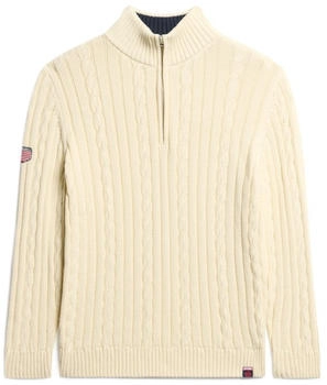 Superdry Rugby-Strickpullover Zopfmuster creme