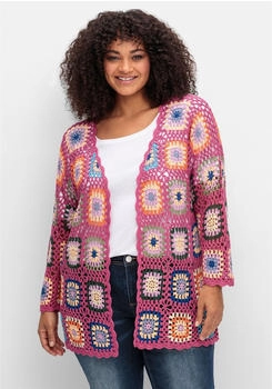 Sheego Strickjacke Häkeloptik pink