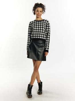 myMo Pullover 'Ucy' dunkelgrau schwarz weiß