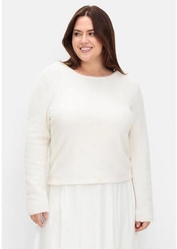 Sheego Pullover tiefem V-Ausschnitt offwhite