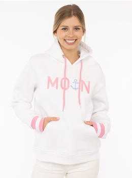 Zwillingsherz Hoodie Rahel MOIN -Anker-Stickerei kontrastfarbige Ärmelbündchen weiß