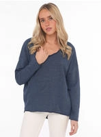 Zwillingsherz ""Positive Mind"", ausgefranster V-Ausschnitt, Used Look, Langarm,
