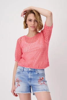 Monari Pullover coral pink Ajour