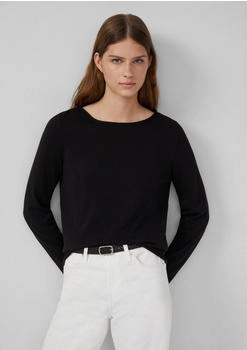 s.Oliver Weicher Feinstrickpullover mit Rollkanten schwarz 2168768.9999.