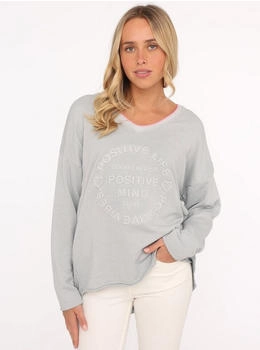 Zwillingsherz Sweatshirt Positive Mind grau neongrau