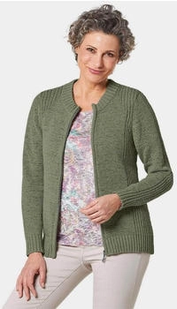 GOLDNER Strickjacke aus Bändchengarn melange olivgrün