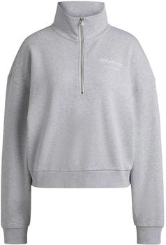 HUGO Sweatshirt aus Baumwoll-Terry mit Troyerkragen und Slogan-Print - Style Djone_B 50531192 Hellgrau