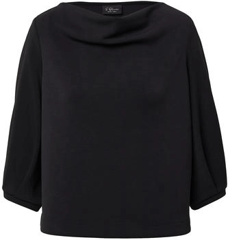 s.Oliver Weiches Sweatshirt aus Scuba mit Wasserfall-Ausschnitt schwarz 2168554.9999.