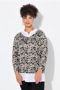 Mia Moda Strickpullover A-Linie floraler Feinstrick