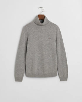 GANT Rollkragenpullover aus extrafeinem Lambswool-Gemisch grau meliert