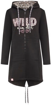 Zwillingsherz Kapuzen-Sweatjacke Wild-Motiv Leo-Print schwarz