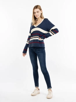 DreiMaster Pullover 'Palpito' sand navy dunkelrot weiß