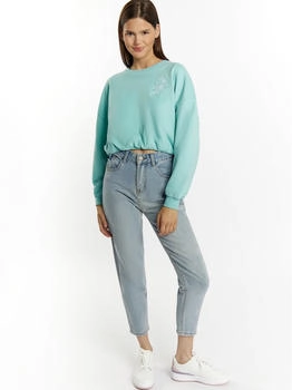myMo Sweatshirt 'Keepsudry' aqua weiß