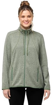 Ulla Popken Strickfleece-Jacke Rauten Stehkragen Zipptaschen mintgrün