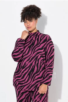 Mia Moda Sweatshirt Pullover Zebra Stehkragen hibiskuspink
